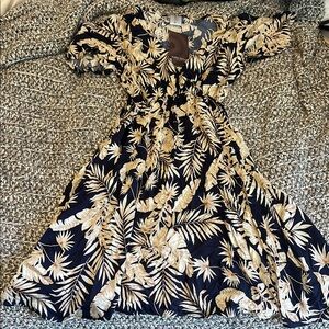 Floral Print Dress with Short Sleeves